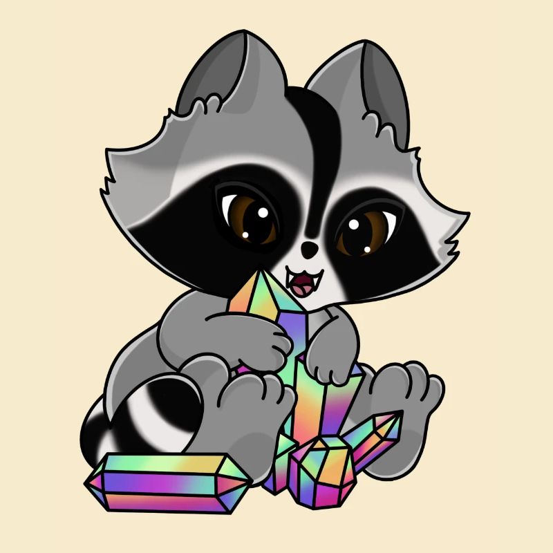 Snuggles der Waschbär mit Kristall