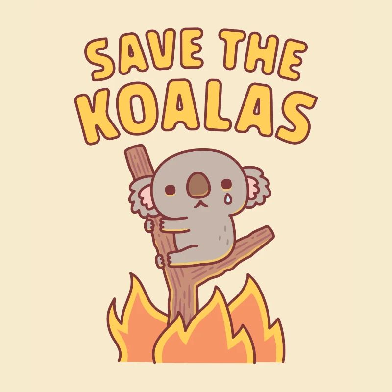 Sad Koala Caught In Bushfire, Save The Koalas