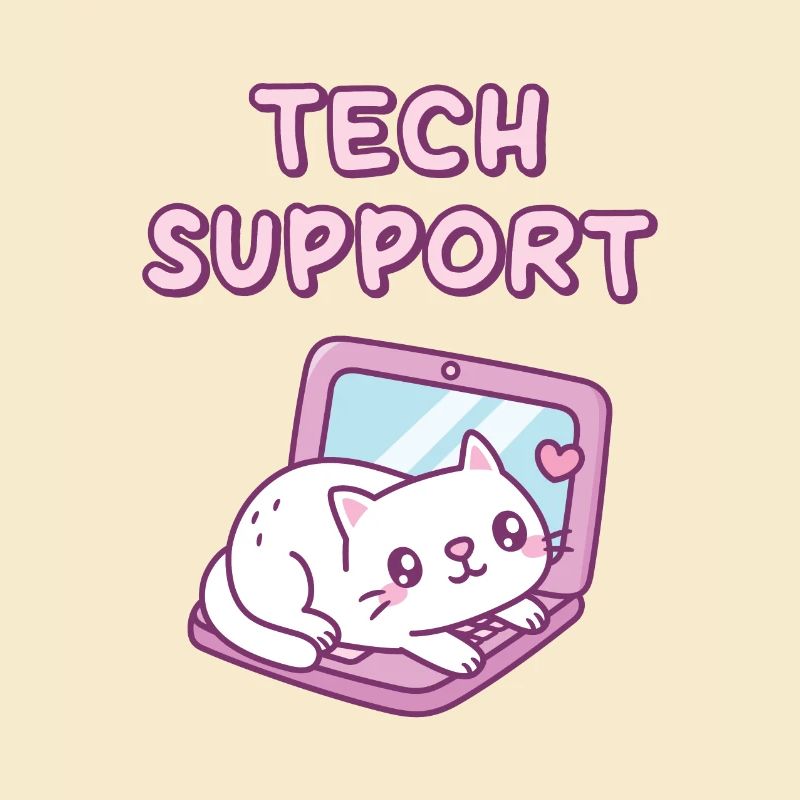 Chat blanc mignon reposant sur le support technique de l’ordinateur portable