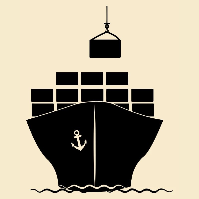 Seecontainerboot mit Kranbeladung