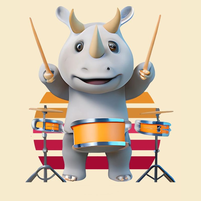 Drum-playing rhinoceros