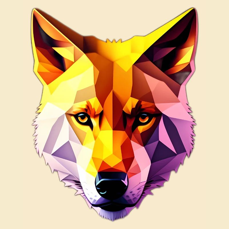 Low Poly Wolf Face Design