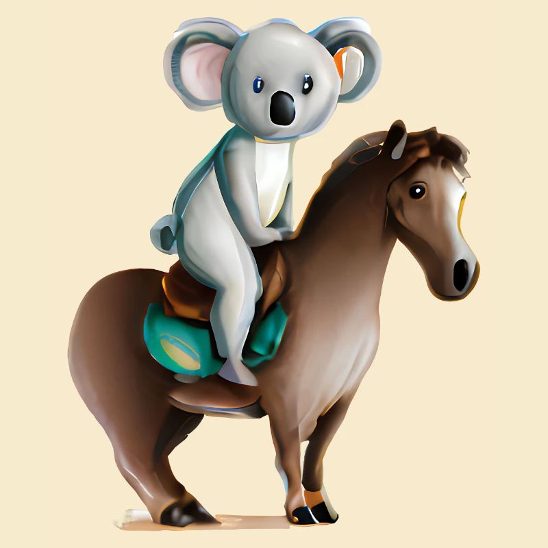 Koala auf einem Pferd