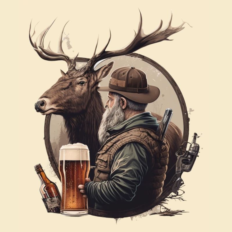 Jäger trinkt Bier