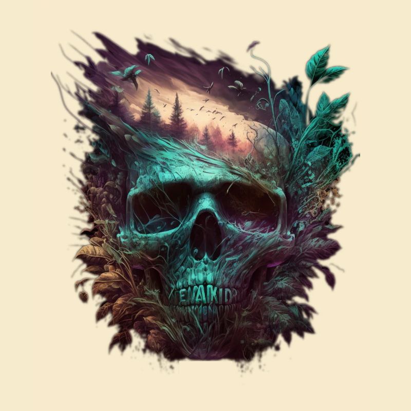 Neon Skull Forest Art