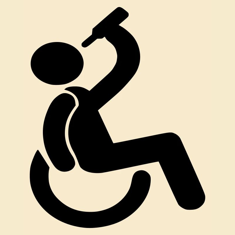Trinkender Rollstuhlfahrer Humor-Symbol #