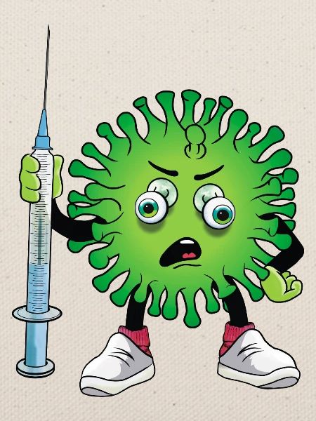 Virus mit Spritze