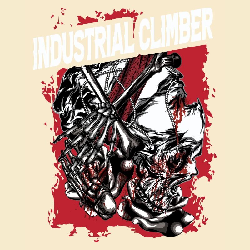 Industriekletterer Knochen roter Hintergrund Kopf