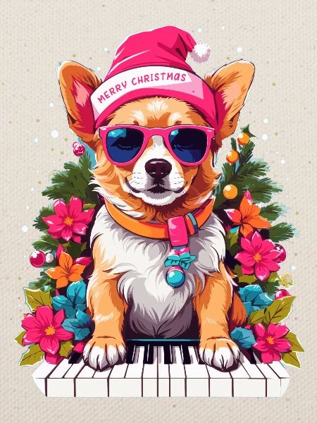 Hund mit Piano