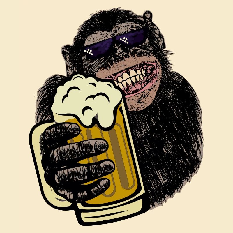 Affe mit Bier Biertrinkershirt Geschenk