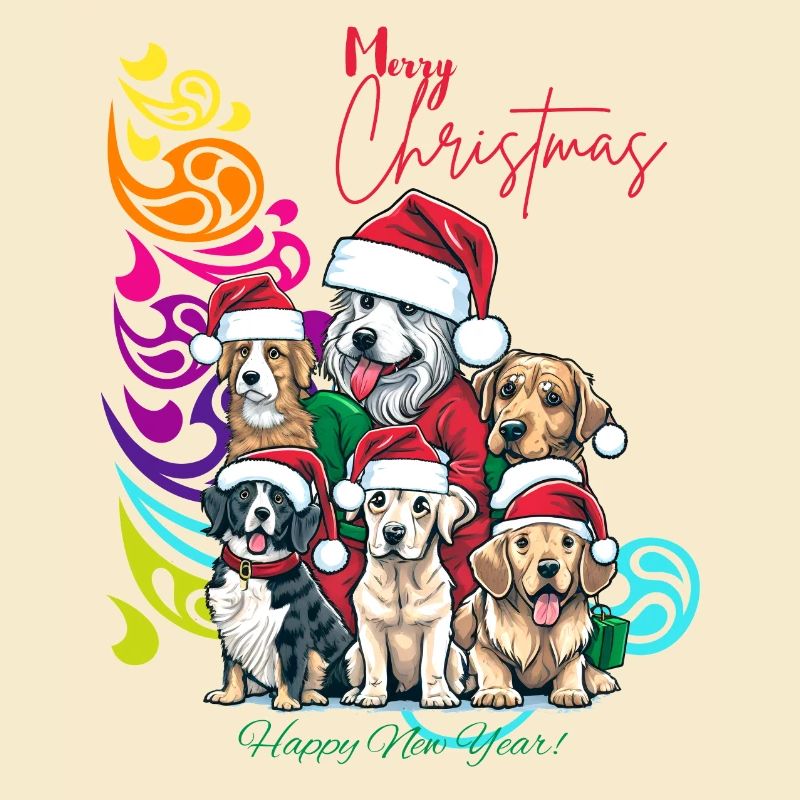 Conception festive de Noël Dog Squad