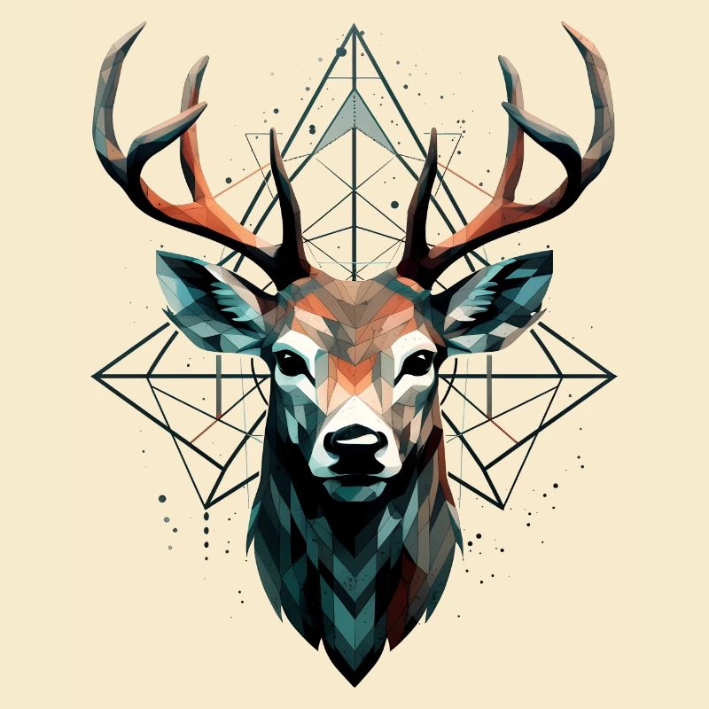Geometrischer Hirsch mit geometrischen Mustern