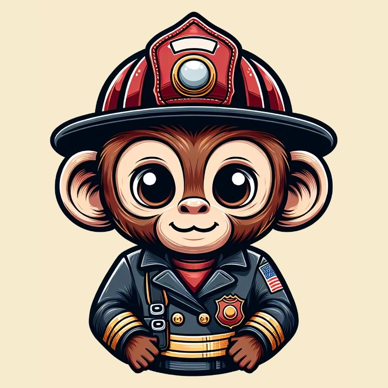 Cute Monkey Firefighter