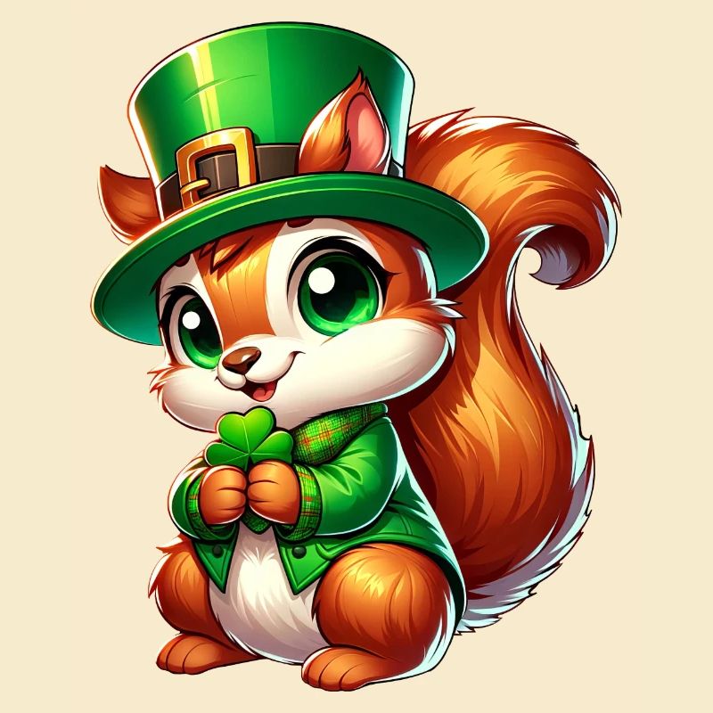 St. Patrick's Day Süßes Eichhörnchen Comic Design