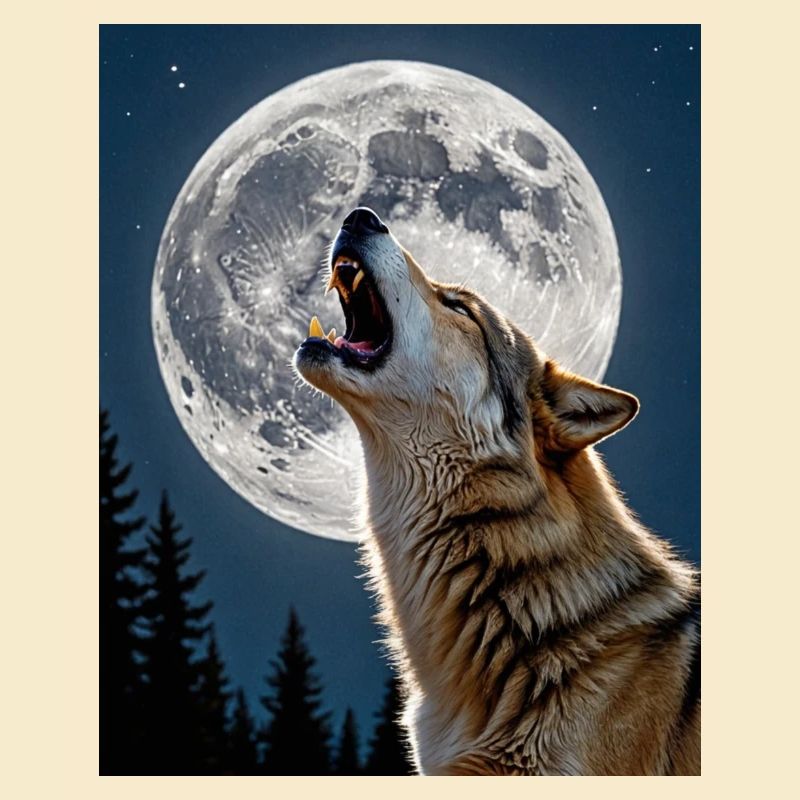 Howling Wolf Full Moon Moon Nature Epic Night