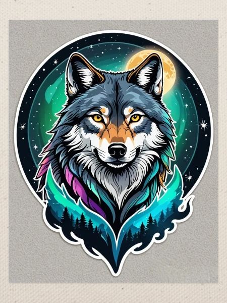 Aurora-Wolf im Mondlicht
