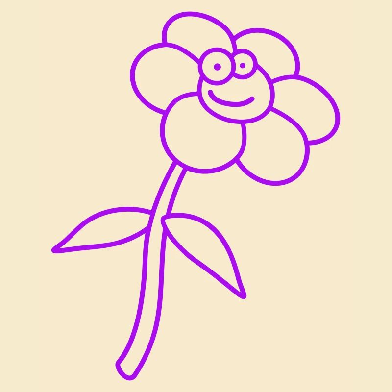 Fleur Violette Printemps Été Mignon Drôle Visage