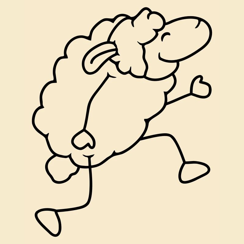 Sheep walks happily proudly dancing going hiking