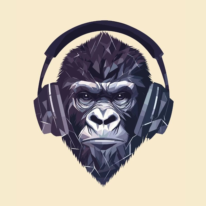 Gorille avec casque – Polygon DJ Monkey Design