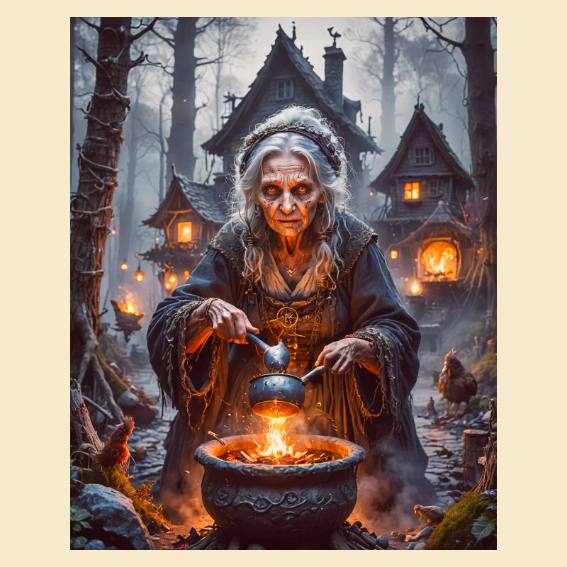 Baba Yaga, Slavic witch in a flying mortar