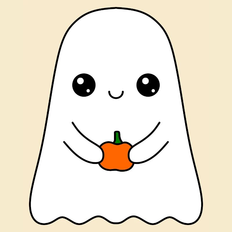 cute ghost with pumpkin