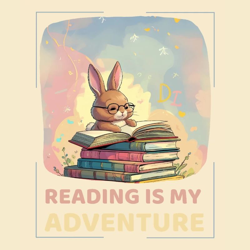 Lecture de lapin avec style aventure