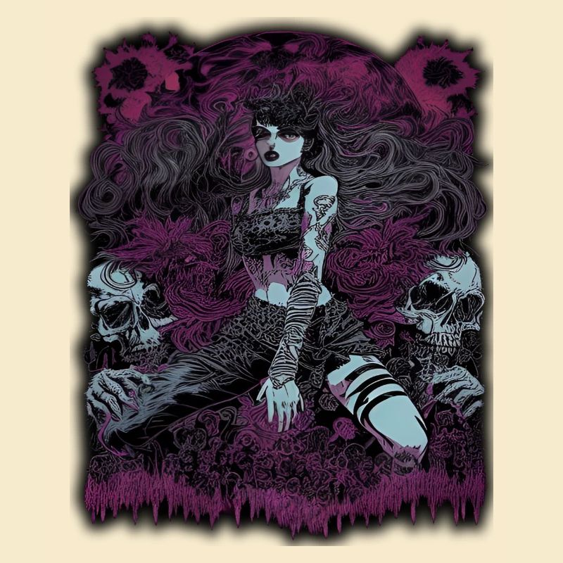 Dunkle Zauberin mit Totenkopf-Elementen