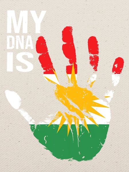 Kurdistan Kurden Handdesign mit Flagge