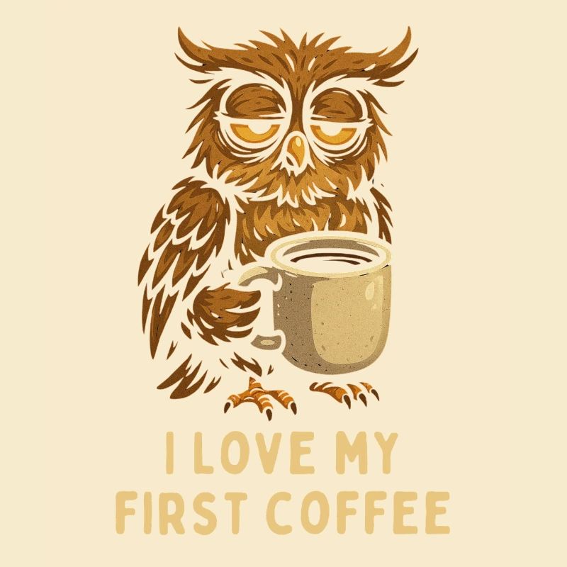I Love my first Coffee Eule Owl