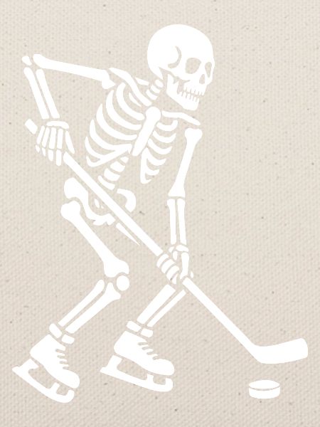 Skeleton spielt Hockey
