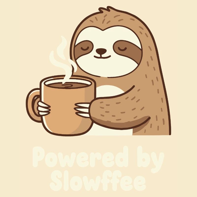 Sloth Coffee Power Illustration