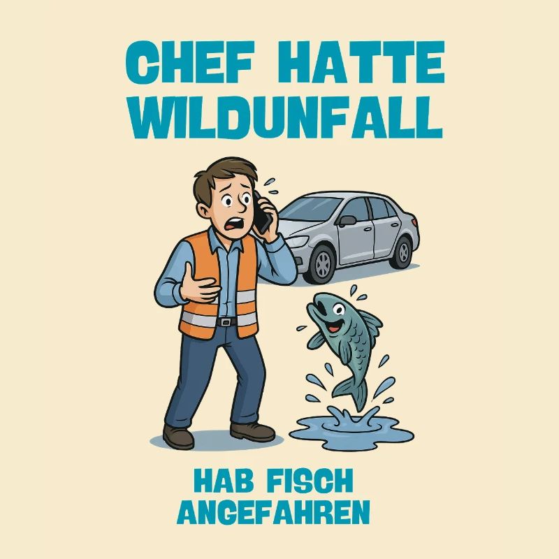 Chef Hatte Wildunfall Fisch Illustration 