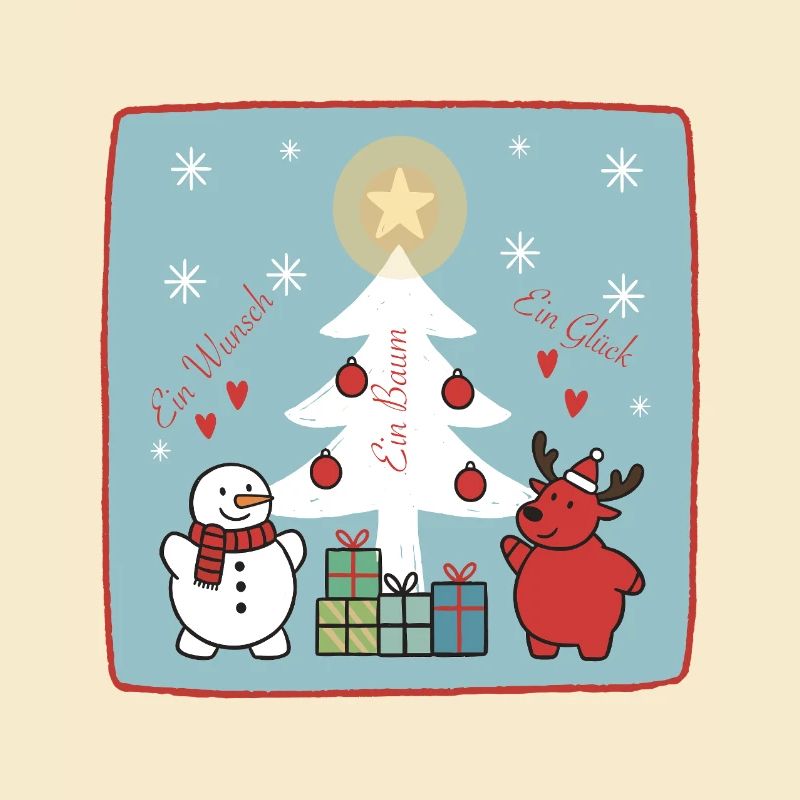 Weihnachtsbaum mit Schneemann und Rentier
