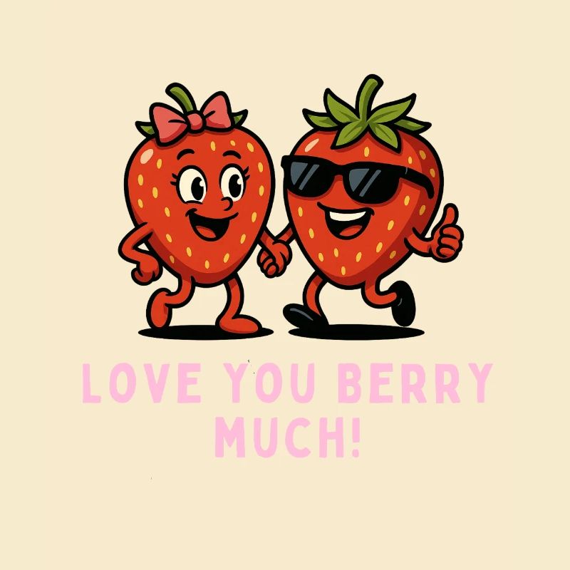 Berry Duo Erdbeeren Obst Früchte Karikatur 