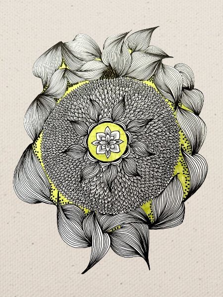Mandala Blütenzauber Gelber Akzent