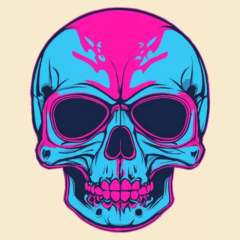 Neon Schädel Pink Blau
