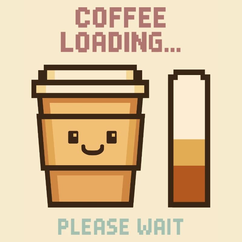 Coffee Loading Pixel Art - Morning Start with Charm