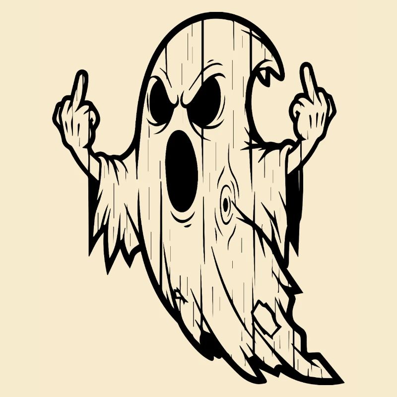Geist mit Mittelfinger-Geste