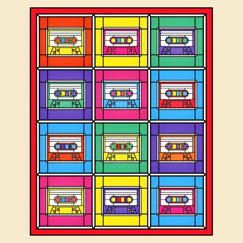 Buntglas-Pop-Art-Kassetten