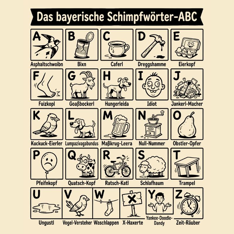 Bayerisches Schimpfwörter ABC