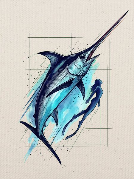 Electric Blue Marlin Illustration