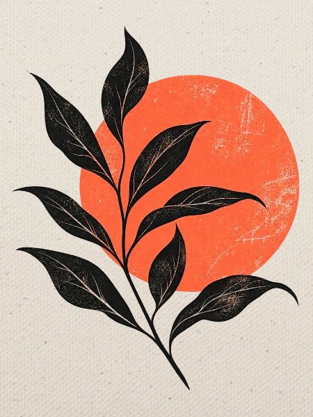 Sunset Leaf Silhouette