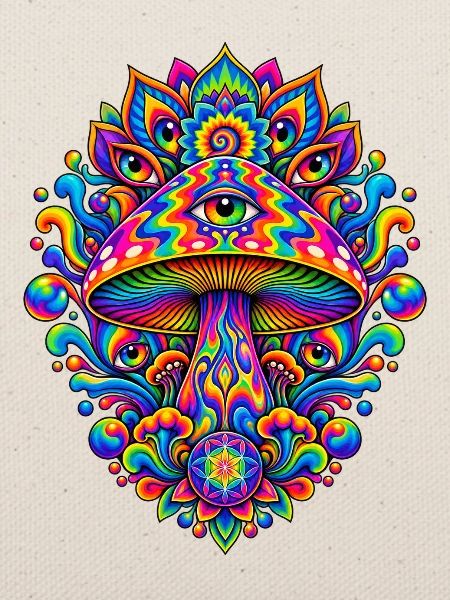 Psychedelischer Augenpilz Mandala