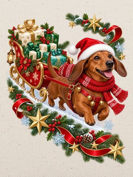 Dackel Weihnachtsgeschenkschlitten