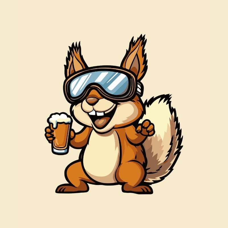 Eichhörnchen Apres Ski Bier Comic