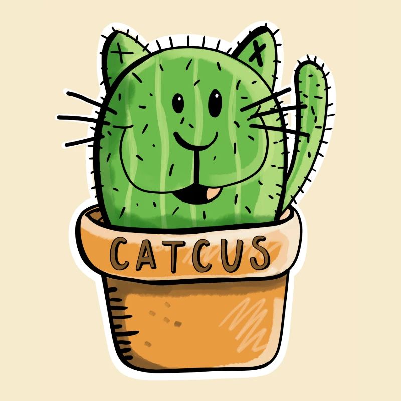 Catcus Cactus Cat - Chats - Cacti bande dessinée -Fun