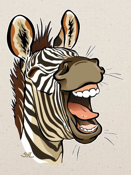 Lachender Zebra (weiße Ränder)