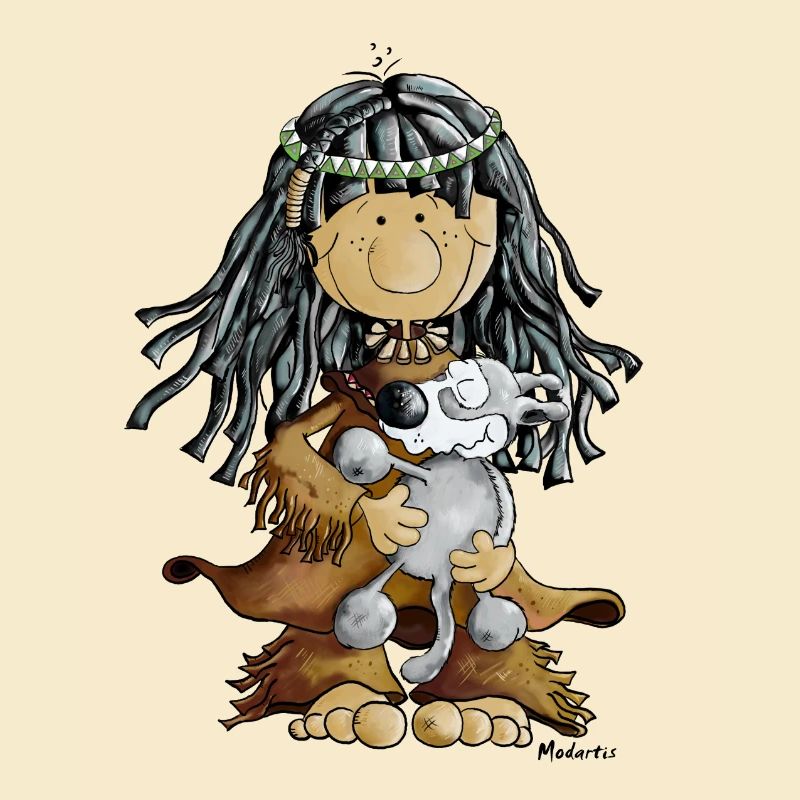 Indianer und Wolf - Freunde