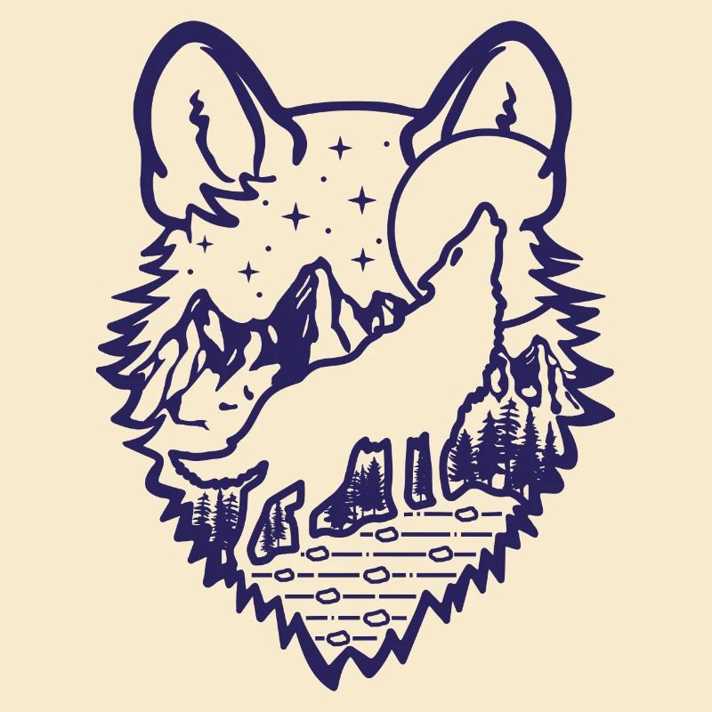 Howling Wolf | Full moon | gift