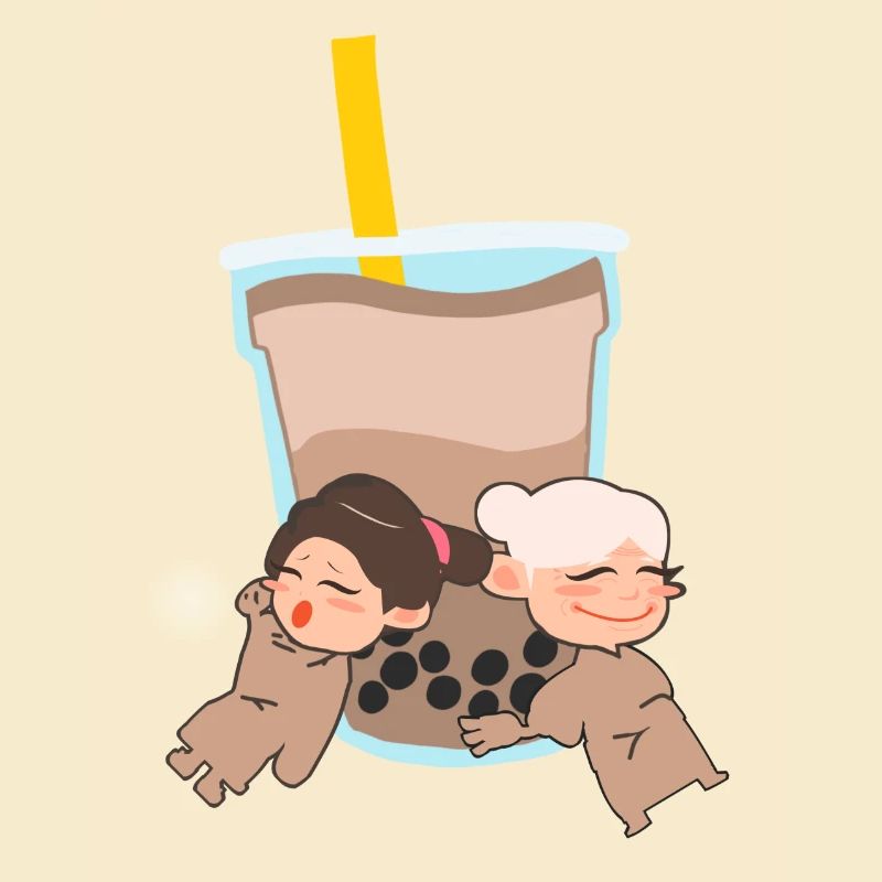 Zwei Mädchen mit Bubble Tea süss